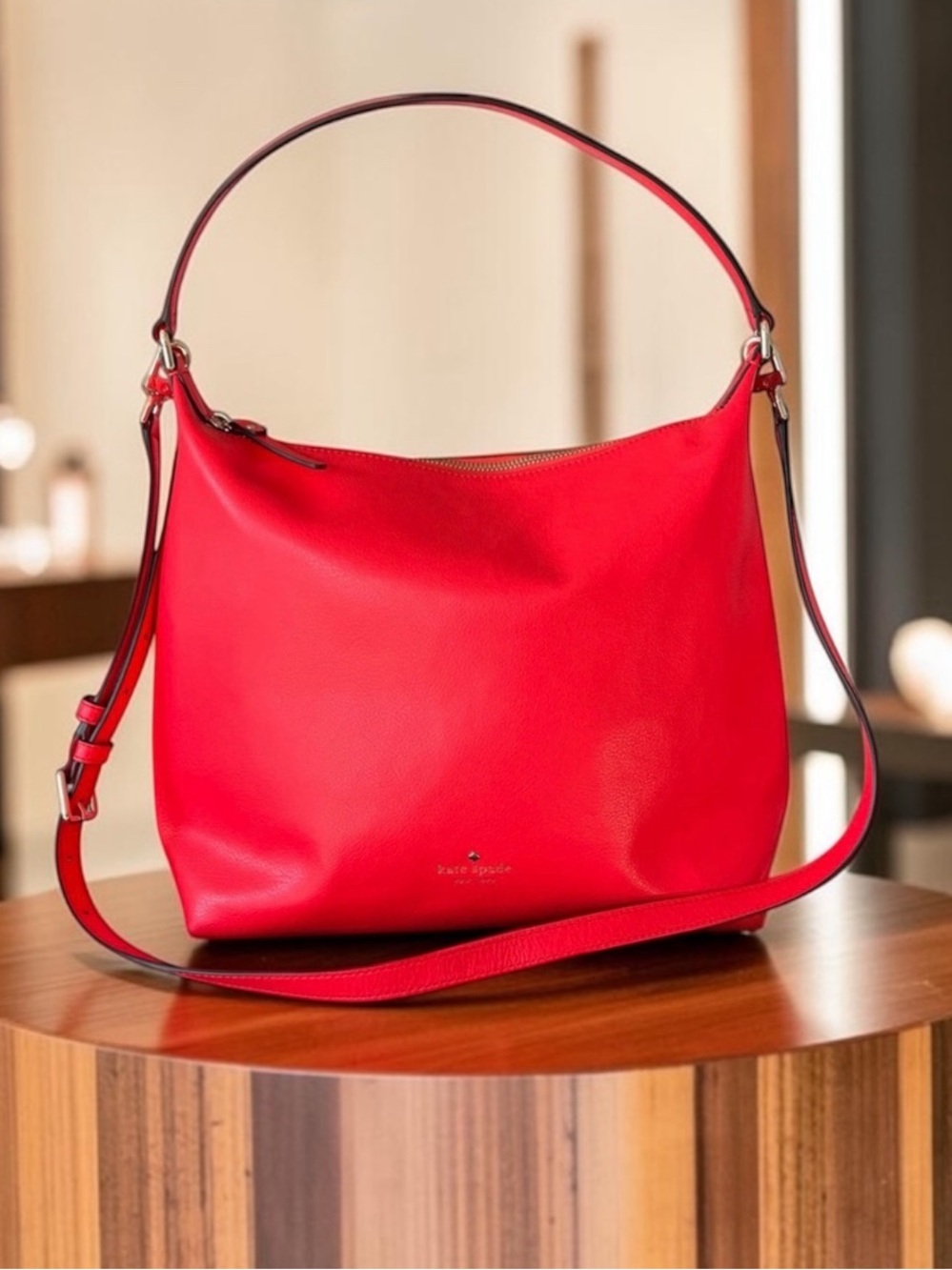 Kate Spade Vibrant Pink Red Shoulder Crossbody Bag in Geranium